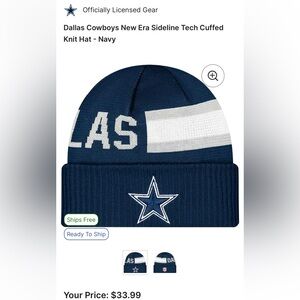 Dallas Cowboys New Era Sideline Tech Cuffed Knit Hat - Navy